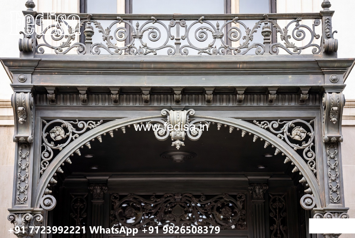 Stylish Iron Grill House Elevation Design No-0013