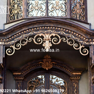 Decorative Iron Front Wall House Elevation Design No-0235