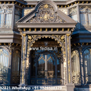 House Elevation Iron Design with Elegant Decorative Features No-0245