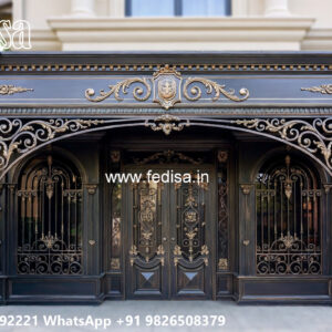 House Elevation Iron Design with Stylish Geometric Exterior No-0285