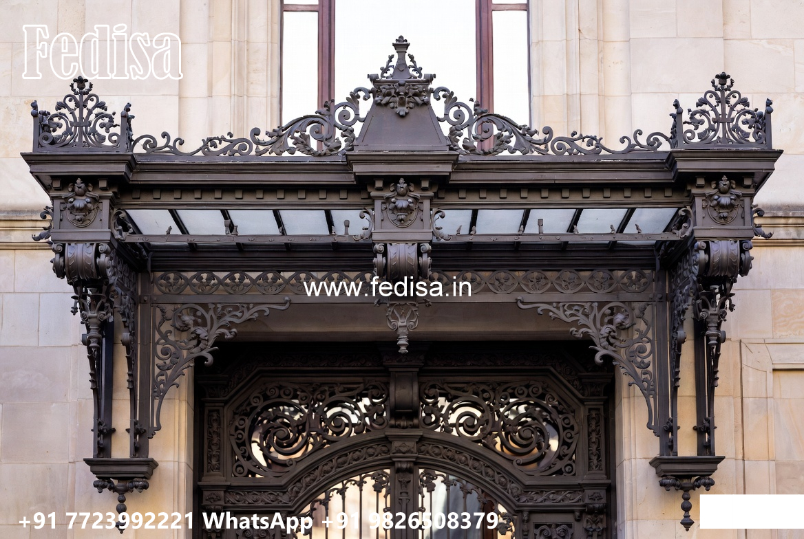 House Elevation Iron Design with Stylish Geometric Concepts No-0370