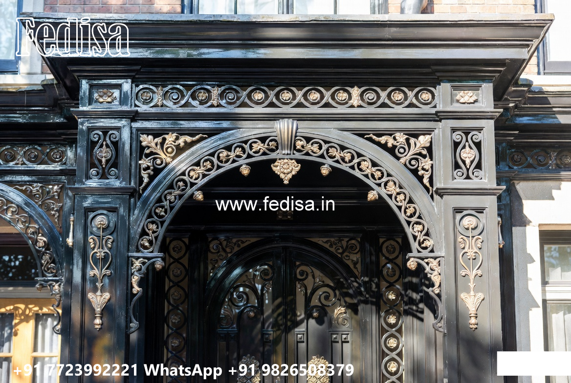 Elegant Villa Front Iron Elevation Design No-0515