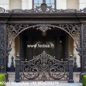 Villa Elevation Iron Design with Stylish Balcony Patterns No-0568