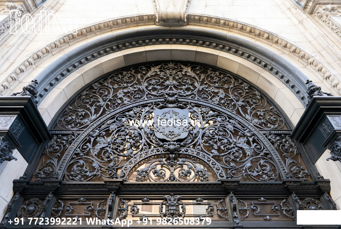 Villa Elevation Iron Design with Artistic Structural Detailing No-0648