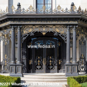 Villa Elevation Iron Design with Elegant Front Beauty No-0716