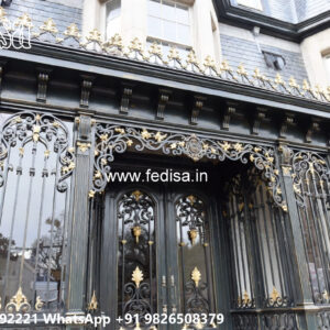 Villa Elevation Iron Design with Artistic Geometric Patterns No-0727