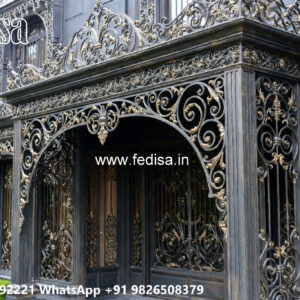 Villa Elevation Iron Design with Artistic Structural Framework No-0757