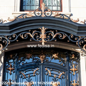 Villa Elevation Iron Design with Elegant Front Detailing No-0761