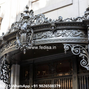 Villa Elevation Iron Design with Elegant Geometric Detailing No-0774
