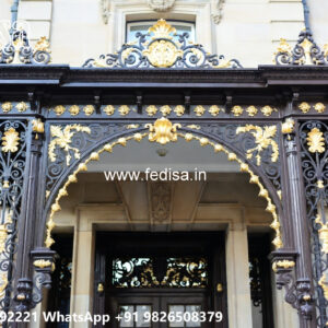 Villa Elevation Iron Design with Elegant Detailing No-1522