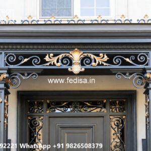 Villa Elevation Iron Design with Artistic Geometric Patterns No-1727