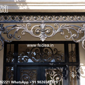 Villa Elevation Iron Design with Stylish Geometric Framework No-1820