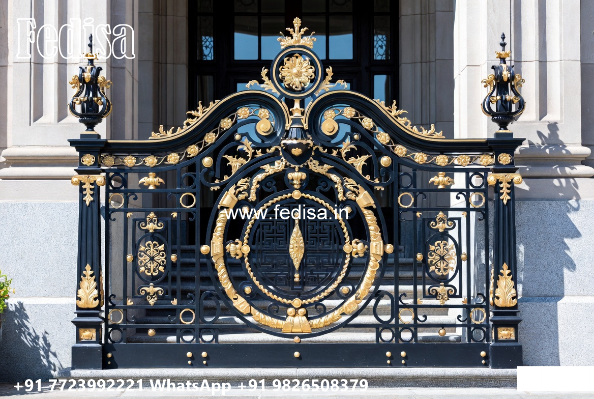 Villa Elevation Iron Design with Elegant Geometric Patterns No-1838