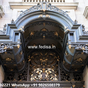 Villa Elevation Iron Design with Artistic Structural Detailing No-1929