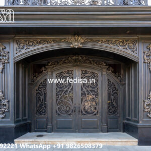 House Elevation Iron Design with Elegant Geometric Framework No-2412