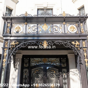 Villa Elevation Iron Design with Artistic Structural Framework No-2757