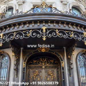 Villa Elevation Iron Design with Elegant Front Detailing No-2761