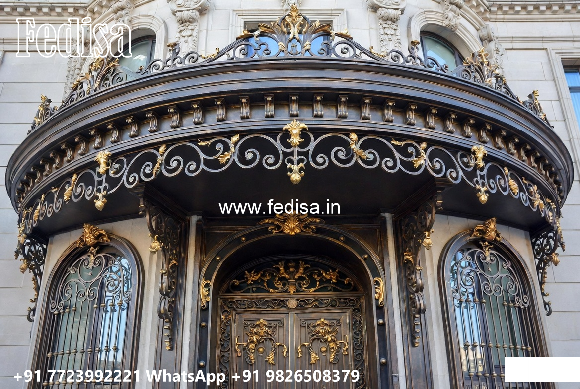 Villa Elevation Iron Design with Elegant Front Detailing No-2761