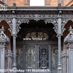 Villa Elevation Iron Design with Stylish Geometric Framework No-2820