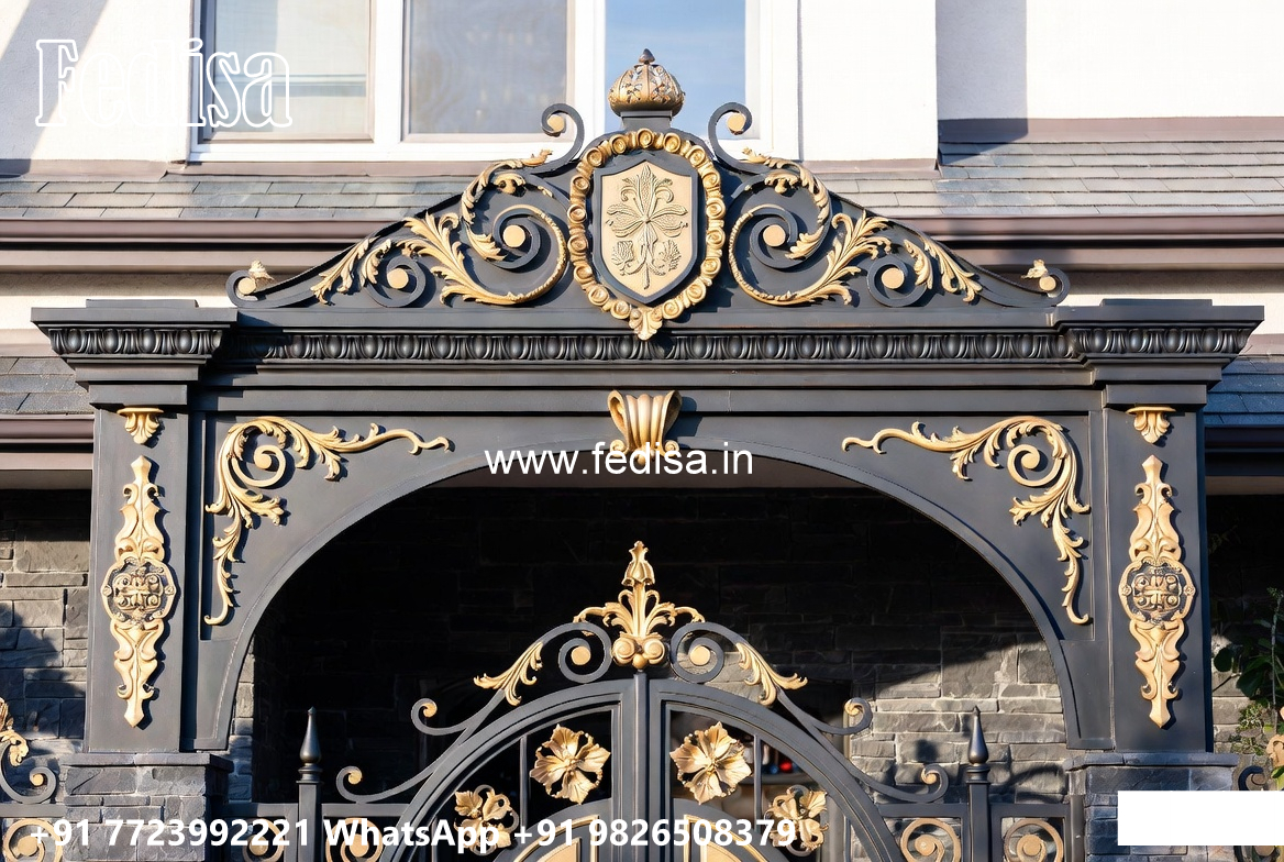 Villa Elevation Iron Design with Elegant Geometric Patterns No-2838