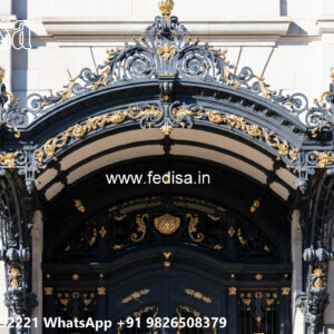 Villa Elevation Iron Design with Premium Geometric Framework No-2997