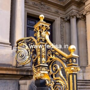 Artistic Brass Railing Design With Luxury Look Entrance Grill Design