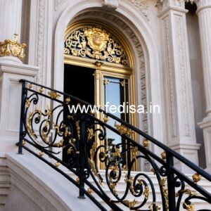 Stylish Brass Stair Railing For Interior Design Classic Window Grill Design