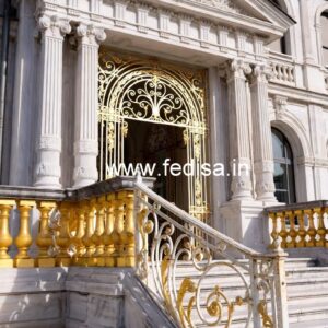 Brass Balcony Railing Design With Decorative Finish Window Frame Grill Design