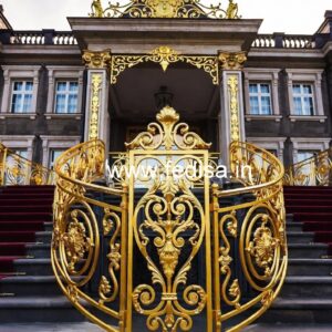 Elegant Brass Handrail For Luxury Staircases Arch Design Grill