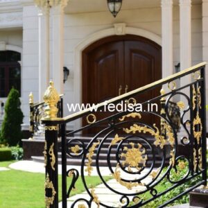 Brass Staircase Railing Design With Luxury Appeal Wide Window Grill Design