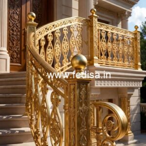 Decorative Brass Balcony Railing For Elegant Homes Front Grill Design With Glass