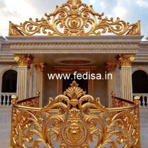 Elegant Brass Staircase Railing With Artistic Work Home Window Design Grill