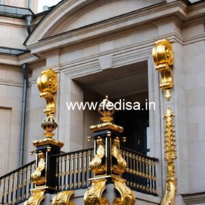 Luxury Brass Railing Design With Detailing Window Inside Grill Design