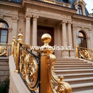 Decorative Brass Stair Railing For Villas House Front Iron Grill Design