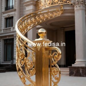 Elegant Brass Balcony Railing Design For Villas 4×4 Window Grill Design