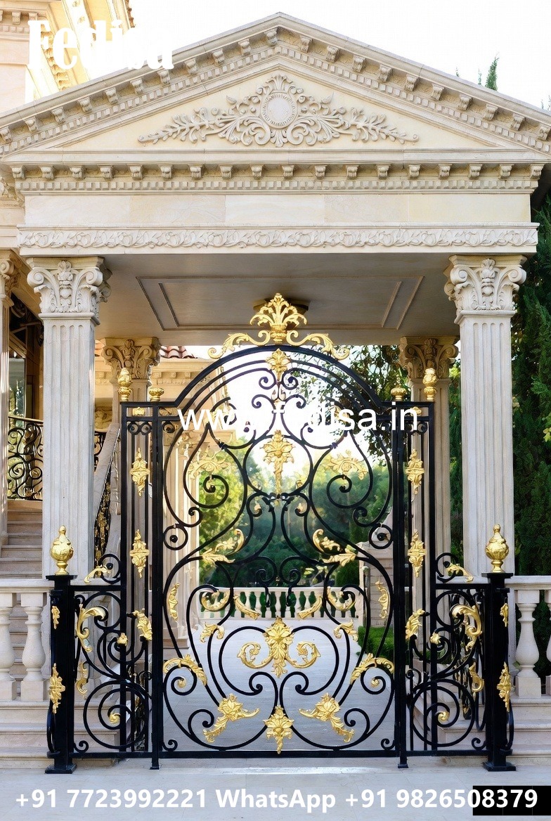 Luxury Brass Railing Design With Gold Finish Grill Design For Big Window