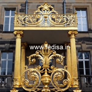 Elegant Brass Balcony Railing With Artistic Patterns Steel Ka Grill Ka Design