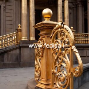 Luxury Brass Handrail For Grand Staircases Window Arch Grill Design