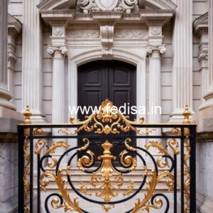 Stylish Brass Balcony Railing With Modern Design Gate And Window Grill Design
