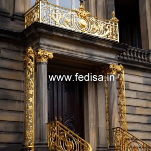 Elegant Brass Railing Design With Artistic Finish New Home Grill Design