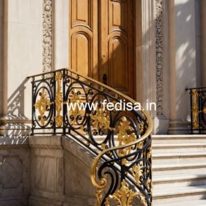 Premium Brass Staircase Railing With Fine Craftsmanship Full Grills Design For Terrace