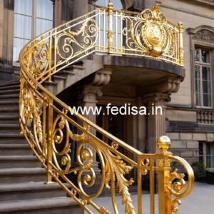Decorative Brass Stair Railing With Elegant Finish Front Gate Upper Grill Design