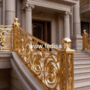 Designer Brass Railing Design For Luxury Villas Building Front Grill Design