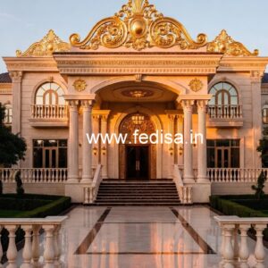 Decorative Brass Staircase Railing With Fine Finish Grill Design In Front Of House