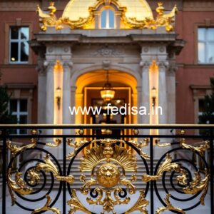 Decorative Brass Handrail For Stylish Staircases Home Front Side Grill Design