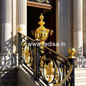 Designer Brass Balcony Railing For Homes Wooden Window Frame Grill Design