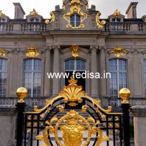 Modern Brass Balcony Railing With Sleek Finish Grill Design For Large Windows