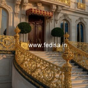 Brass Staircase Handrail Design For Modern Villas Grill With Sliding Window