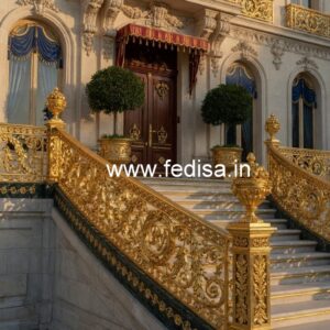 Elegant Brass Railing Design For Modern Villas Grill Design For