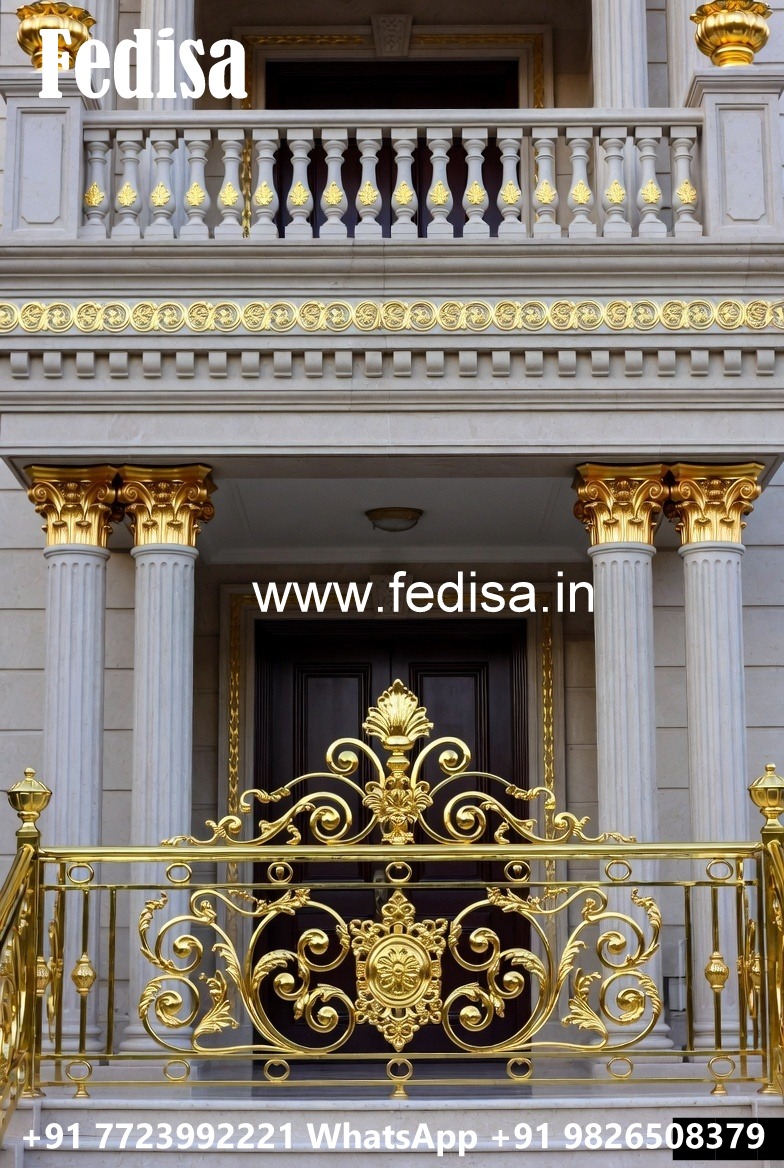 Designer Brass Staircase Handrail Ideas Mild Steel Grille Door